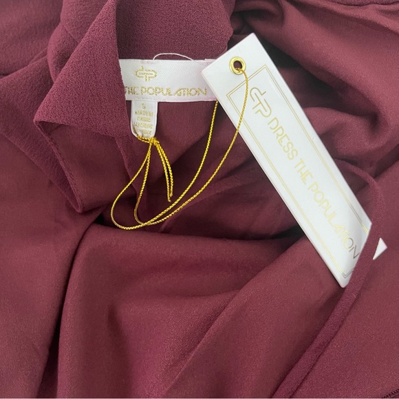 Dress The Population Burgundy Dahlia Long Sleeve Drape Back Minidress - Reemoly - Picture 13 of 17